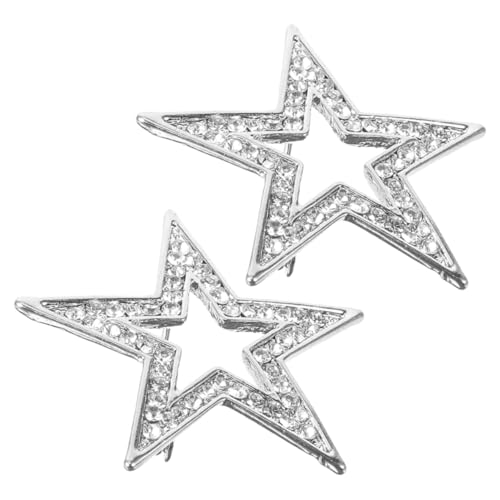PartyKindom 2 Stück Damen Anzugbrosche Stern Design Strass Schmuck Business Anstecknadel Muttertag Geschenk Modisches Accessoire Langlebig und Elegant von PartyKindom