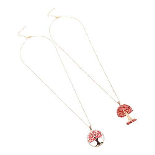 PartyKindom 2stücke Lebensbaum-anhänger Damen Halskette Mit Choker-design Aus Messing Halsschmuck Für Mädchen Lange Vintage-halskette Modische Halskette Mit Halskettenanhänger von PartyKindom