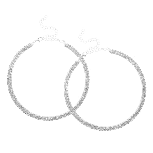PartyKindom 2stücke Doppellagige Halskette Mit Kristallanhänger Strasskette Für Frauen Funkelndes Layering-design Geeignet Für Hochzeit Party Und Alltag von PartyKindom