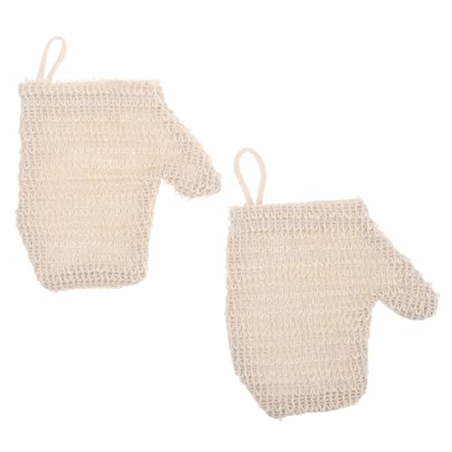 PartyKindom 2 Stück Duschhandschuhe Peelinghandschuhe aus Baumwolle Leinen Doppelseitig Sanft bis Kräftig Wiederverwendbare Waschhandschuhe für Damen und Herren Effektive Hautreinigung und von PartyKindom