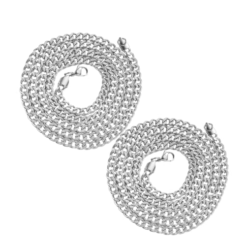 PartyKindom 2 Stück Edelstahlkette Herren Gliederkette Langlebig Modisch Glänzend Silberfarbend für Männer Stilvolles Design Alltag und Besondere Anlässe von PartyKindom