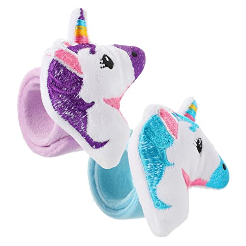 PartyKindom 2 Stück Einhorn Slap Armbänder für Kreative Lustige Handgelenkarmbänder für Partys und Feiertage Helllila Hellblau von PartyKindom