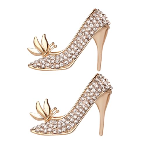 PartyKindom 2stücke High Heels Form Brosche Pin Strass Für Damen Mädchen Clip Kragen Kleid Anzug Mantel Jacke Broschen Pins von PartyKindom