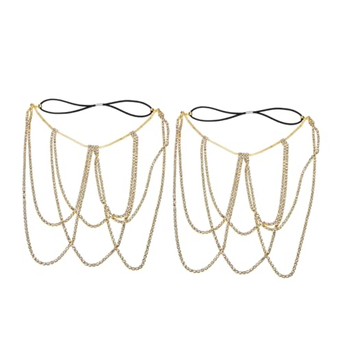 PartyKindom 2 Stück Funktionskette für Beine mit Strasssteinen Boho Bein Kette für Frauen für Hochzeiten Sommerkleider und Strandpartys Goldene Farbe von PartyKindom