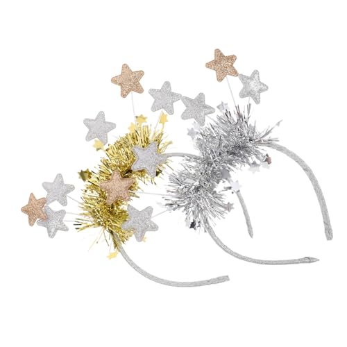 PartyKindom 2 Stück Glitzernde Stern Haarreifen für Silvester Party Komfortabel Stilvoll Langlebig Festlicher Kopfschmuck für Weihnachten und Neujahrsfeiern von PartyKindom