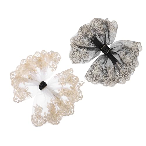 PartyKindom 2 Stück Große Haarschleife Haarklammer aus Spitze Beige Schwarz Schleifen Haarspange für Damen und Mädchen Festhaltend Geeignet für Dickes und Dünnes Haar Eleganter Haarschmuck von PartyKindom