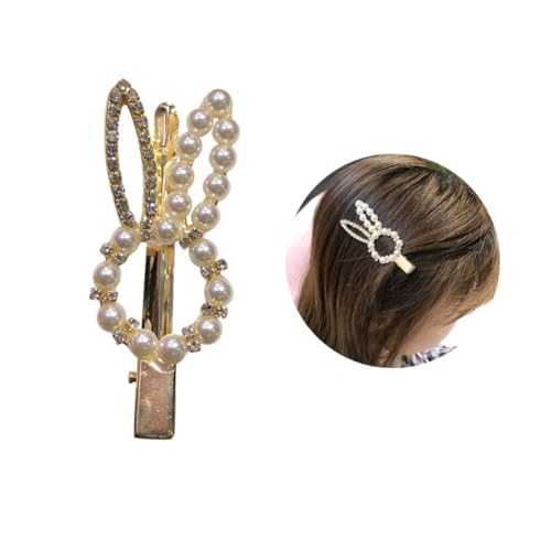 PartyKindom 2 Stück Haarklammern Perle Strass Hase Haarschmuck für Mädchen Süße Haarspangen Rutschfeste Haaraccessoires für von PartyKindom