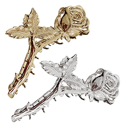 PartyKindom 2 Stück Haarklammern Rosendesign Haarspangen für Damen aus Hochwertigem und Robustem Material für Alltag und Besondere Anlässe von PartyKindom