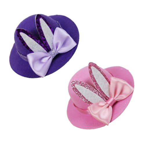 PartyKindom 2 Stück Haarschmuck Bunny Ohr Haarspangen mit Schleife Kreative Hut Form Weicher Fester für Party Geburtstag Alltag für Mädchen Zufällige Farbe Zufällige Farbe von PartyKindom