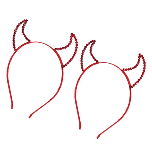 PartyKindom 2 Stück Halloween Teufel Hörner Haarreif mit Roten Funkelnden Strasssteinen Eleganter Kopfschmuck für Karneval Cosplay und Party Auffälliges Kostümzubehör für Damen und Herren von PartyKindom
