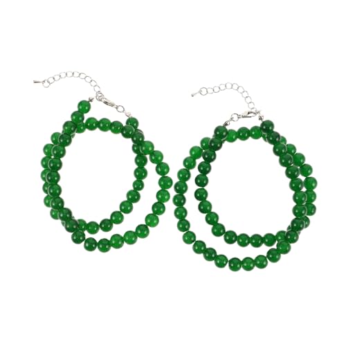 PartyKindom 2 Stück Handgefertigte Grüne Glasperlen Halskette Stilvolle Perlenkette Damen Leichter Schmuck für Arbeit Freizeit Feierlichkeiten Handgestrickter Langlebiger Choker von PartyKindom