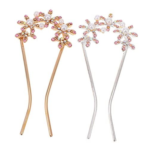 PartyKindom 2 Stück Handgefertigte U förmige Haarspangen mit Perlen und Strass Stilvoller Brautschmuck für Hochzeit Leichtes Hochwertiges Haarschmuck Damen und Mädchen von PartyKindom
