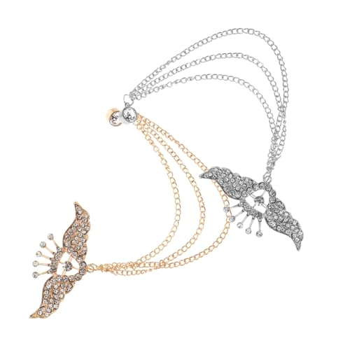 PartyKindom 2 Stück Herren Brosche mit Design Quasten Kette Funkelnden Strasssteinen Leichter Flügel Anstecker Elegant für Hochzeiten Partys Business Meetings Gold und Silber von PartyKindom