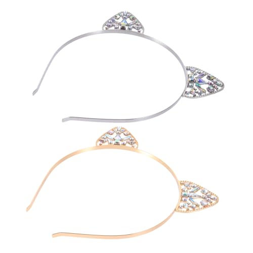 PartyKindom 2 Stück Katzenohren Haarreif Teilig mit Strass Glänzendes Stirnband für Erwachsene und Mädchen Party Karneval Kostüm Haarreifen Niedlich Langlebig von PartyKindom
