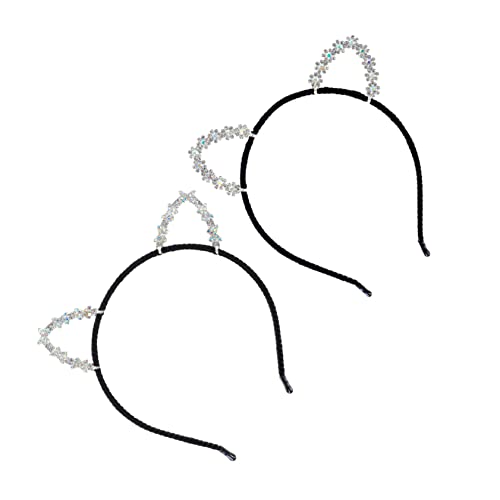 PartyKindom 2 Stück Katzenohren Haarreif Teiliges Glitzer Stirnband für Cosplay Partys und Festivals Geeignet für Erwachsene und Handgefertigt und Sicher für Anlässe von PartyKindom