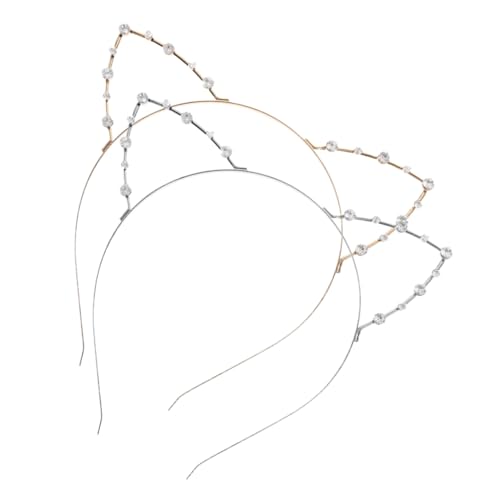 PartyKindom 2 Stück Katzenohren Haarreif mit Funkelnden Strasssteinen Teiliges in Gold und Silber Leichtes Bequemes Party Cosplay Zubehör für Damen Eleganter Haarschmuck für Karneval und von PartyKindom
