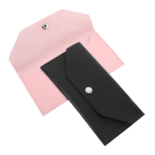 PartyKindom 2 Stück Kleine Damen Geldbörse aus PU Material mit Druckknopf Kompakte Münzgeldbörse für Mädchen Handliche Wechselgeldbörse zum Einkaufen und Pendeln Schwarz von PartyKindom