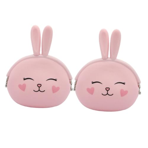 PartyKindom 2 Stück Kleines Portemonnaie aus Silikon mit Süßem Hasen Design Leichte Münzbörse und Schlüssel Tasche für Mädchen Kompakt Strapazierfähig und Tragbar für Alltag Schule Shopping von PartyKindom