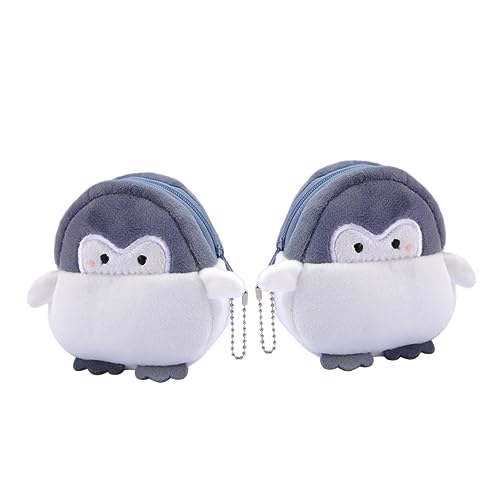 PartyKindom 2 Stück Kuscheltier Coin Purse Niedliche Cartoon Pinguin Geldbörse Plüsch Mini Kosmetiktaschen für Lippenstift Schlüssel und Kleingeld von PartyKindom
