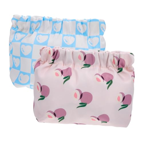 PartyKindom 2 Stück Makeup Tasche Damen Tragbare Kosmetiktasche mit Blumendruck Kompakt und Leicht für Reisen und Alltag als für Freundin oder Ehefrau von PartyKindom