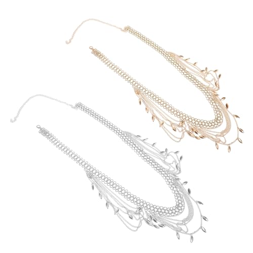 PartyKindom 2 Stück Multilayer Taillenkette Damen Ethno Stil Metall Gürtel Verstellbar Boho Bauchkette Schmuck für Kleider Jeans Sommeraccessoire Gold Silber von PartyKindom