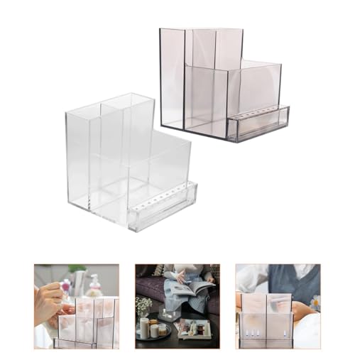 PartyKindom 2 Stück Nagelfräser Bit Halter Transparent und Durchscheinend Schwarz Aufbewahrungsbox Nagelstudio Organizer mit Mehrfachfächern für Maniküre Nagelkunst Zubehör und von PartyKindom