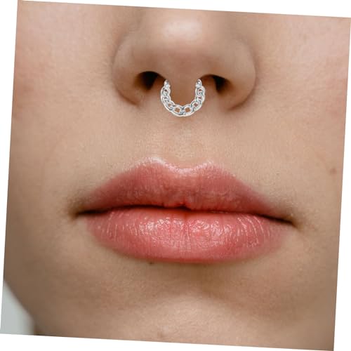 PartyKindom 2 Stück Nasenringe Clip Damen Nasenreifen Piercing Metall mit Ketten Design Leichtes Sicheres und Modisches Nasenschmuck in Gold und Silber PartyKindom 2 Stück Nasenringe Clip Damen Nasenreifen Piercing Metall mit Ketten Design Leichtes Sicheres und Modisches Nasenschmuck in Gold und Silber von PartyKindom