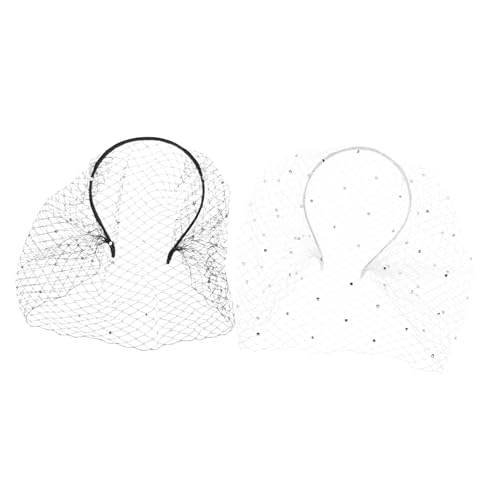 PartyKindom 2 Stück Perlen Besetztes Haarband für Hochzeitsfeiern Teepartys Halloween Weiß Leicht Atmungsaktiv für Frauen von PartyKindom