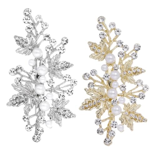 PartyKindom 2 Stück Perlen Haarnadeln mit Strass Haarschmuck für Frauen Hochzeit Braut Schmuck Elegante Haarspangen in Weiß und Gold Vielseitige Accessoires für Festliche Anlässe und Alltag von PartyKindom