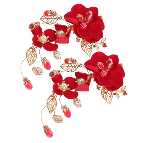 PartyKindom 2 Stück Perlen Haarspangen mit Strass Hochzeit Braut Haarschmuck Blüten Design Metall Handgefertigt Festlich für Brautjungfern und Damen von PartyKindom