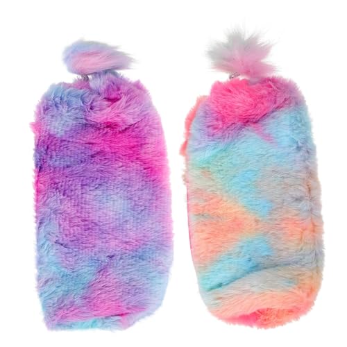 PartyKindom 2 Stück Plüsch Federmäppchen Weiche Stiftebox mit Großer Kapazität Schreibwarenetui für Mädchen Bunte Tragbare Federtasche als für Schule und Alltag von PartyKindom