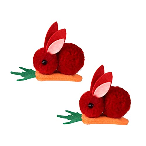 PartyKindom 2 Stück Plüsch Kaninchen Haarspangen Set Niedliche Bunny Haarklammern für Damen Leichte Langlebige Snap Clips mit Karottenmotiv Handgefertigter Haarschmuck für Festliche Anlässe von PartyKindom