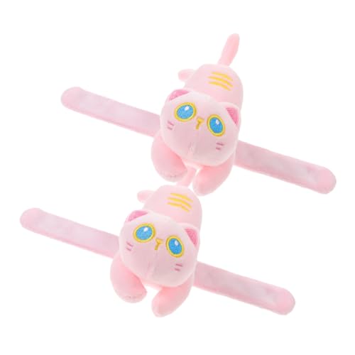 PartyKindom 2 Stück Plüsch Slap Armbänder mit Katzenmotiv Weiche Tier Handgelenkbänder für Party Deko und Robustes Material Leicht Sicher und Einfach Anzulegen von PartyKindom