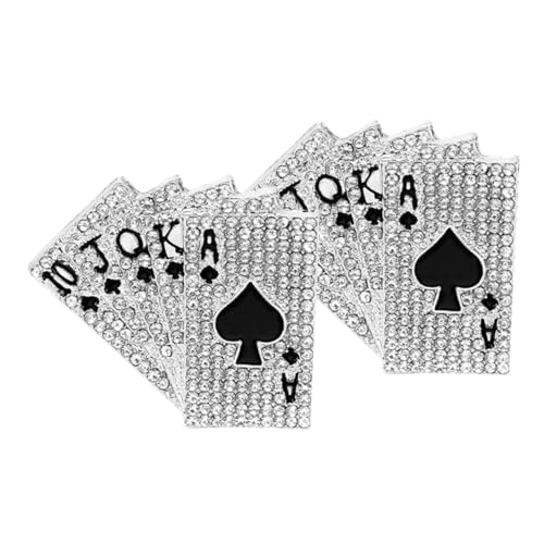 PartyKindom 2 Stück Pokerbrosche aus Legierung mit Strass Modischer Anstecker für Anzug und Mantel Vielseitiger Collar Clip für Damen und Herren Einzigartiger Lapel Pin in Spielkartenform von PartyKindom