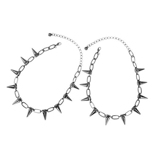 PartyKindom 2 Stück Punk Halskette für Männer und Frauen Vintage Übertriebener Stil mit Nieten und Spitzen Design Modisches Schmuckstück für Partys und Festivals von PartyKindom