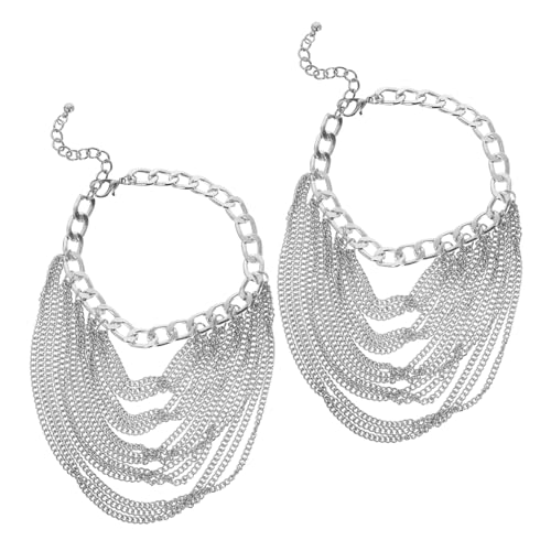 PartyKindom 2 Stück Punk Schuhkette mit Mehrlagigen Quasten Geometrische Metallkette als Stylische Boots und Sneaker Deko Leichte Langlebige Fußkettchen für Damen mit Urbanem Hip Hop Look von PartyKindom