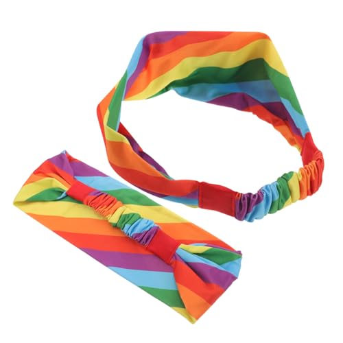PartyKindom 2 Stück Regenbogen Sport Stirnbänder Damen Elastisch Schweißabsorbierend Breites Fitness Haarband für Yoga Workout Vielseitige Rutschfeste Kopfband Accessoires Pride Day von PartyKindom