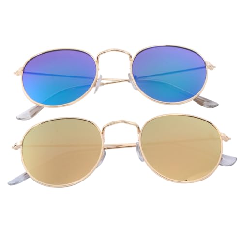 PartyKindom 2 Stück Retro Sonnenbrille Damen Herren Runde Brille Leicht Modisch Weiche Nasenpads Stylische UV schutz Accessoire PartyKindom 2 Stück Retro Sonnenbrille Damen Herren Runde Brille Leicht Modisch Weiche Nasenpads Stylische UV schutz Accessoire von PartyKindom