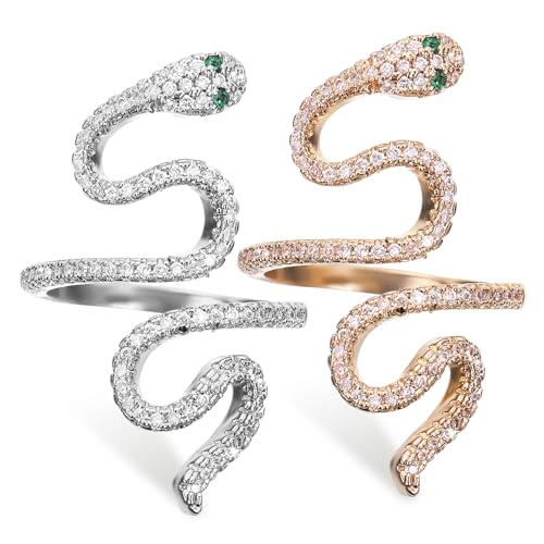 PartyKindom 2 Stück Schlangenringe Schlangenförmige Ringe für Damen und Herren Verstellbar Einzigartiger Modeschmuck für Verschiedene Anlässe als von PartyKindom