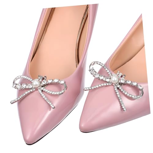 PartyKindom 2 Stück Schuhclips mit Strass Schleifen Abnehmbare Dekorative Schuhschmuck Clips für Damen Glitzernde Bowknot Charms Legierung für High Heels Sneaker und Festliche Anlässe von PartyKindom