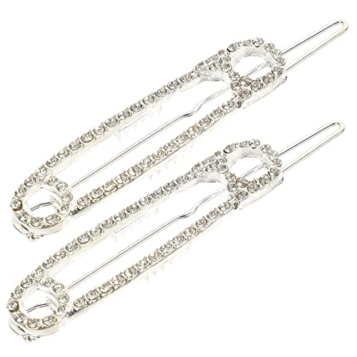 PartyKindom 2 Stück Sicherheitsnadel Haarklammern Silberfarben mit Strass Haarspangen für Frauen Mädchen Vielseitige Haarschmuck Accessoires Geeignet für Langes und Kurzes Haar Alltag Party von PartyKindom