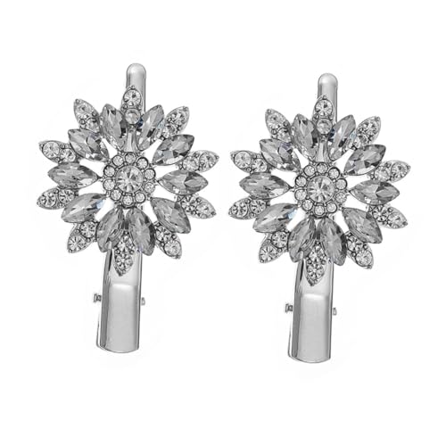 PartyKindom 2 Stück Strass Haarspangen Damen Haarklammern mit Funkelnden Kristallblumen All Match Haarschmuck für Alltag Party Hochzeit Seiten Accessoires für Mädchen und Frauen von PartyKindom