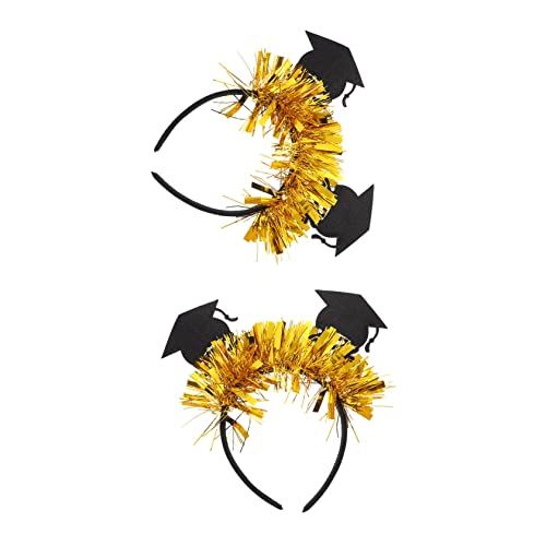 PartyKindom 2 Stück Teiliges Abschluss Haarband Stilvolle Doktorhut Designs Schwarzes und Goldenes Graduation Haar Accessoire Leicht Tragbar Festliches Kopfschmuck für Abschlussfeier und von PartyKindom
