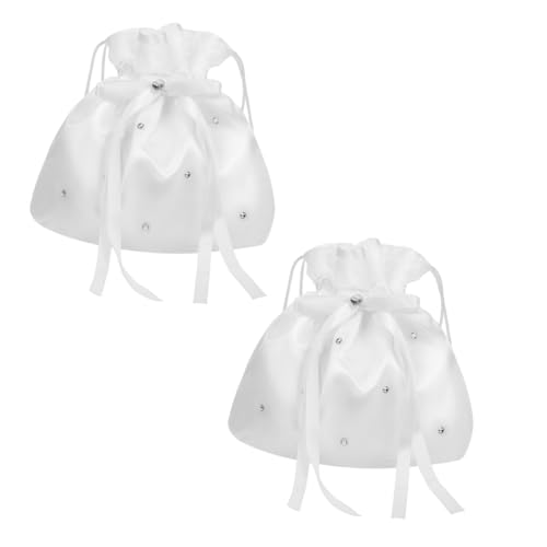 PartyKindom 2 Stück Teiliges Brauttaschen aus Stoff mit Kordelzug Elegante Clutch für Abend und Hochzeit Geräumiges Innenfach Weiche Langlebige Materialien Passend zu Brautkleidern Stilvolles von PartyKindom