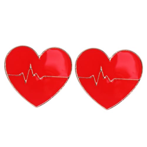 PartyKindom 2 Stück Teiliges Cartoon Broschen aus Langlebiger Legierung Kreative Anstecknadeln für Damen und Krankenschwestern Modische Kleidungsschmuck Rotes Herz Design für Jacken Kleider von PartyKindom