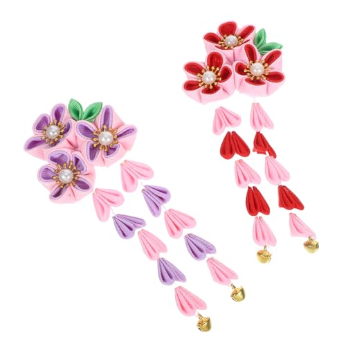 PartyKindom 2 Stück Teiliges Chinesisches Quasten Haarclip für Mädchen Orientalischer Kirschblüten Haarschmuck Eleganter Haarklammer Haar Accessoire Geeignet für Party und Alltag von PartyKindom