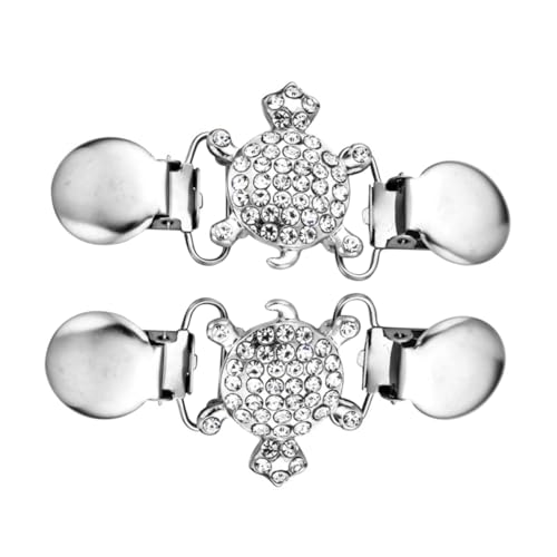 PartyKindom 2 Stück Teiliges Damen Schalclip mit Strass Schildkröten Design Modische Broschen Clips für Pullover Cardigans Schals und Kleidung Leichte Langlebige Kleidungsklammern für von PartyKindom
