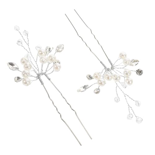 PartyKindom 2 Stück Teiliges Haarnadeln mit Perlen und Funkelnden Kristallen Stabile U Form Geeignet für Haartypen Braut Haarspangen für Hochzeit und Festliche Anlässe von PartyKindom