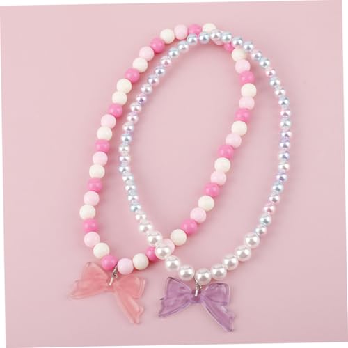 PartyKindom 2 Stück Teiliges Kinderperlenkette Süßem Kunststoff schmetterlingsanhänger Kreative Party halskette für Mädchen Langlebiger Modeschmuck für Alltag und Festlichkeiten von PartyKindom