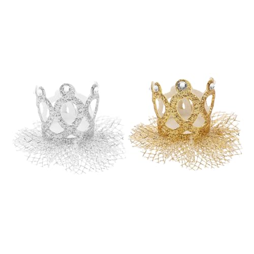 PartyKindom 2 Stück Teiliges Kronen Haarclip Zarte Spitzenhaarschmuck Leichtes Party Accessoire für Mädchen Geeignet für Geburtstagsfeier Taufe Fotoshooting Silberne und Goldene Farbtöne von PartyKindom